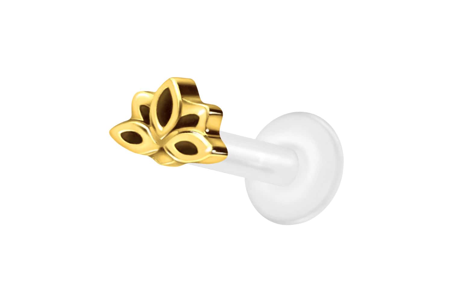 PTFE Labret Piercing mit Innengewinde + Titan-Aufsatz LOTUSBLÜTE